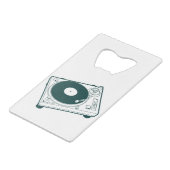 Oude Platenspeler voor schoolwas (Vinyl) Creditkaart Flessenopener (Voorkant Gekanteld)
