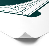 Oude Platenspeler voor schoolwas (Vinyl) Poster (Hoek)