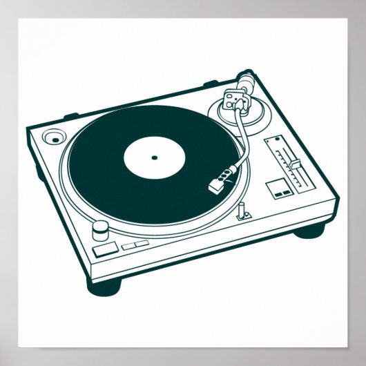 Oude Platenspeler voor schoolwas (Vinyl) Poster (Voorkant)