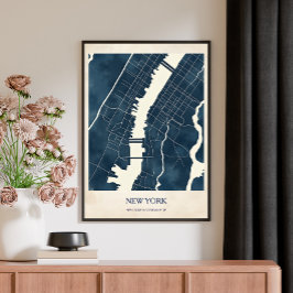 Oude plattegrond van New York City Reizen Poster