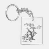 Oude plattelandskunst sleutelhanger (Voorkant Links)