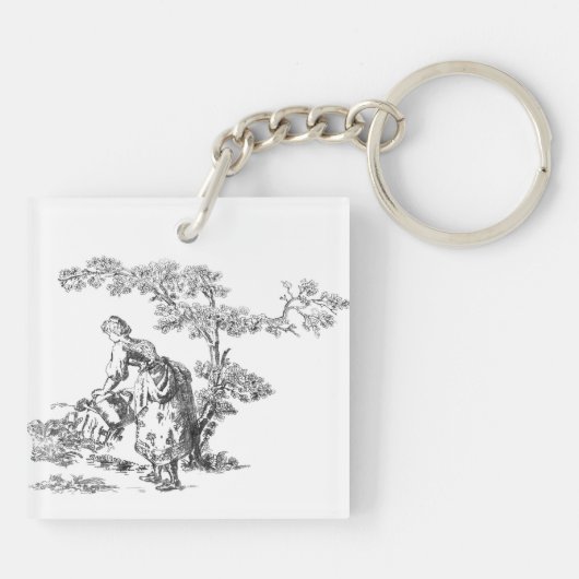 Oude plattelandskunst sleutelhanger (Achterkant)