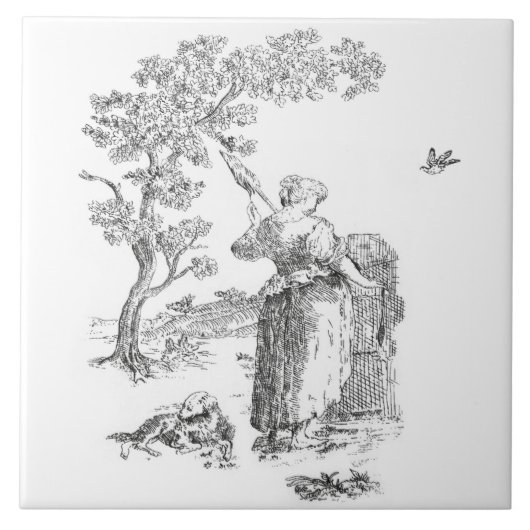 Oude plattelandskunst tegeltje (Voorkant)