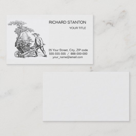 Oude plattelandskunst visitekaartje (Voorkant / Achterkant)