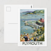 Oude Plymouth Engeland Reisposter Briefkaart (Voorkant / Achterkant)
