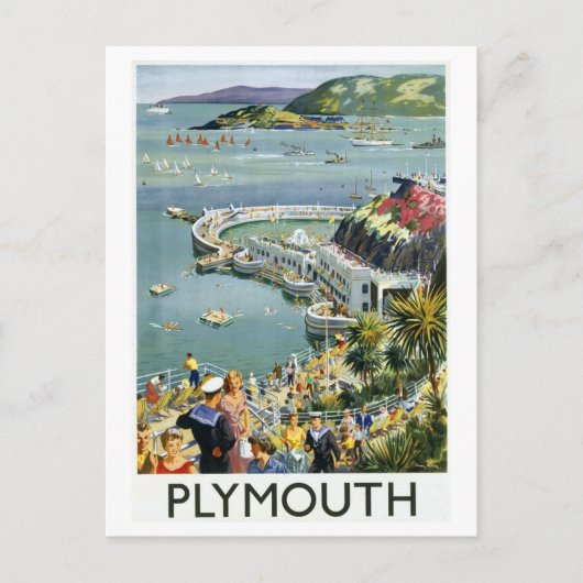 Oude Plymouth Engeland Reisposter Briefkaart (Voorkant)