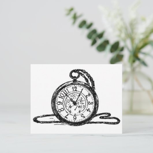 OUDE POCKET WATCH BRIEFKAART (Staand voorkant)