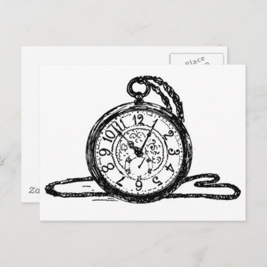 OUDE POCKET WATCH BRIEFKAART (Voorkant / Achterkant)