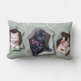 Oude poesjes die door cadeaupapier breken schattig kussen