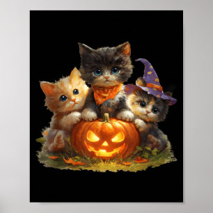 Oude poesjes pompoen cute kat spooky seizoen poster