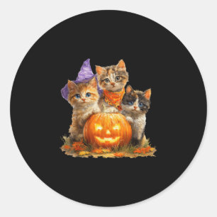 Oude poesjes pompoen cute kat spooky seizoen ronde sticker