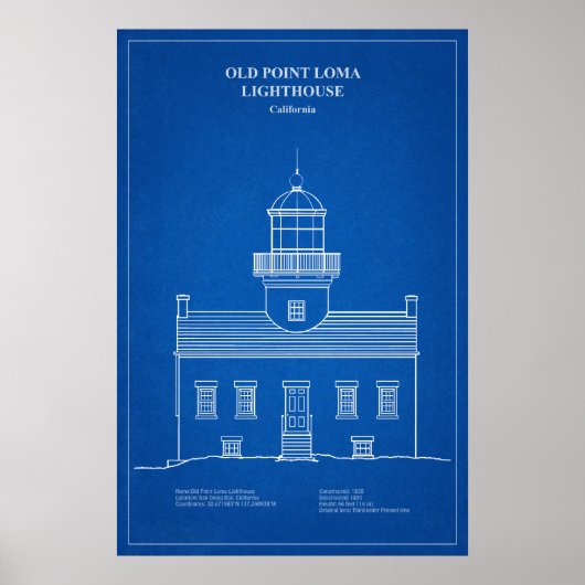 Oude Point Loma-vuurtoren - California – AD Poster (Voorkant)