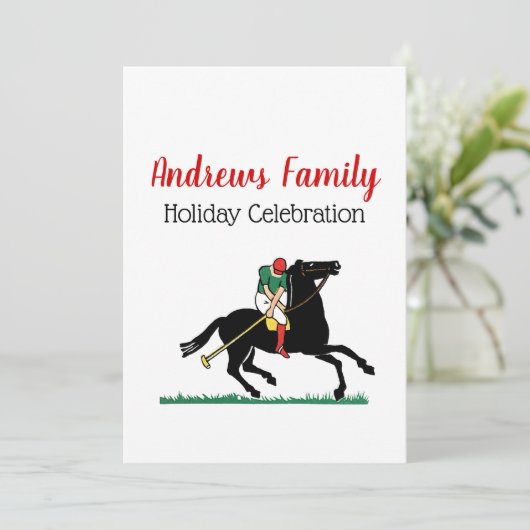 Oude polospeler op pony kaart (Staand voorkant)