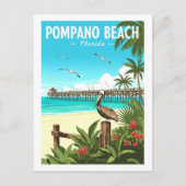 Oude Pompano Beach Florida Briefkaart (Voorkant)