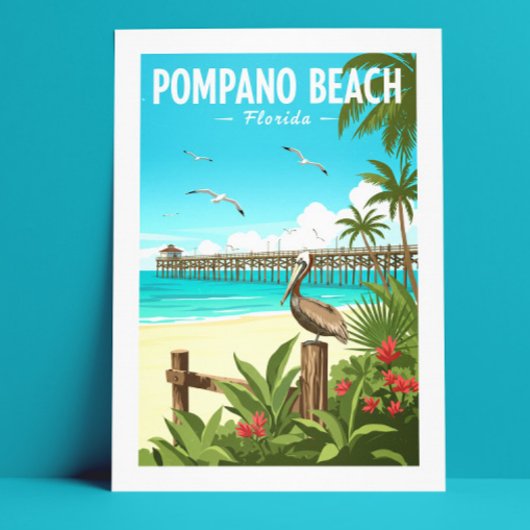 Oude Pompano Beach Florida Briefkaart