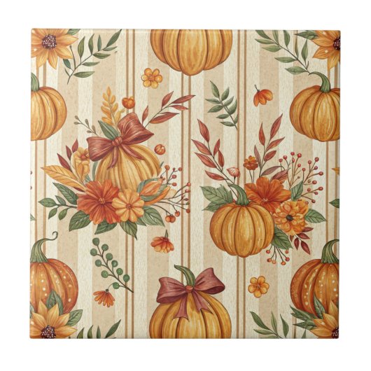 Oude pompoen en strik herfstpatroon (4) tegeltje (Voorkant)