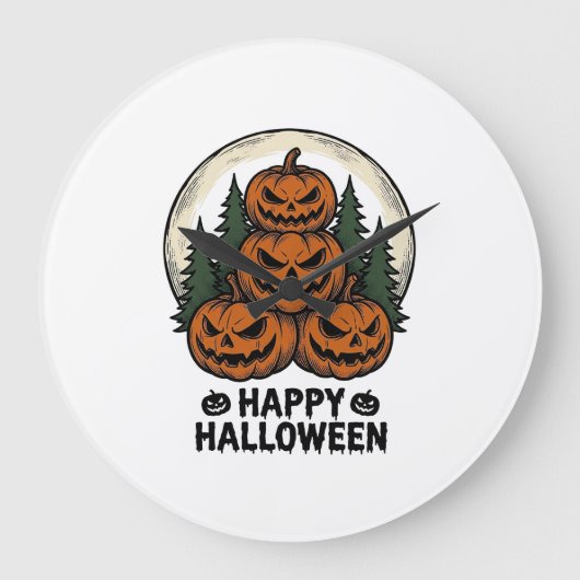 Oude Pompoen Halloween Jack O Lantern Bos Sh Grote Klok (Voorkant)