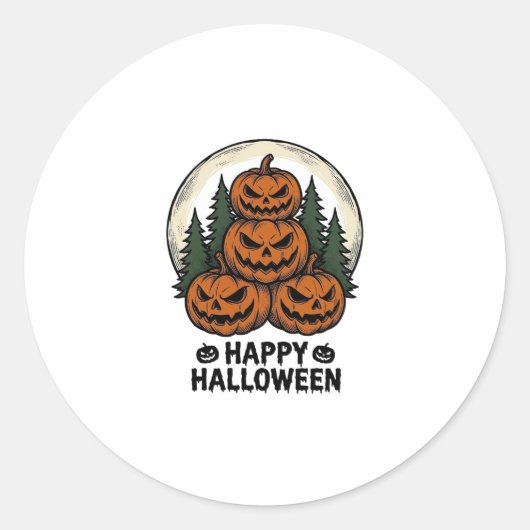 Oude Pompoen Halloween Jack O Lantern Bos Sh Ronde Sticker (Voorkant)