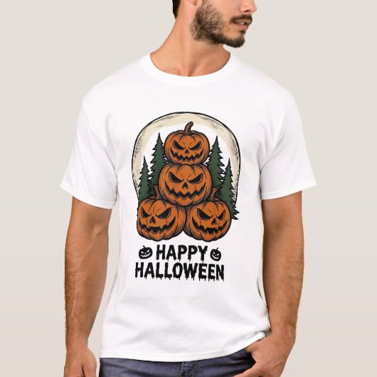 Oude Pompoen Halloween Jack O Lantern Bos Sh T-shirt (Voorkant)