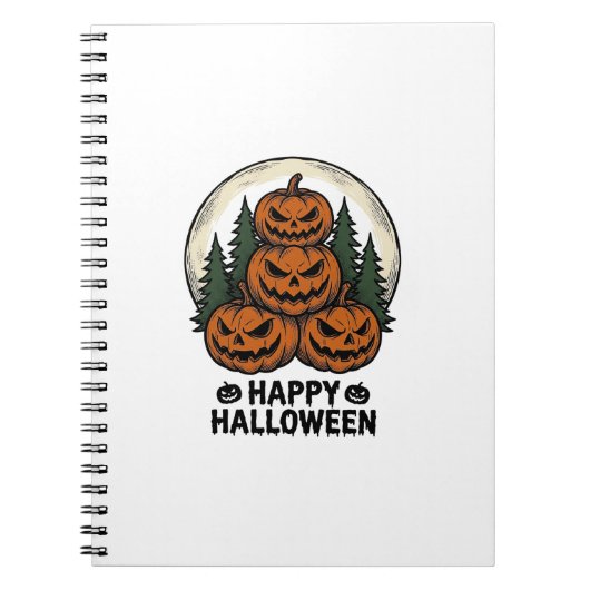 Oude Pompoen Halloween Jack O Lantern Bos Shirt Notitieboek (Voorkant)
