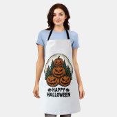 Oude Pompoen Halloween Jack O Lantern Bos Shirt Schort (Gedragen)