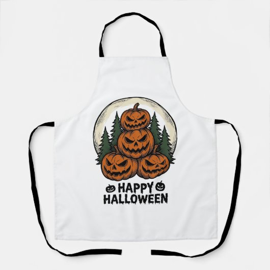 Oude Pompoen Halloween Jack O Lantern Bos Shirt Schort (Voorkant)