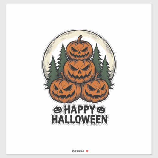 Oude Pompoen Halloween Jack O Lantern Bos Shirt Sticker (Vel)