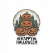 Oude Pompoen Halloween Jack O Lantern Bos Shirt Sticker (Voorkant)