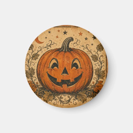 Oude pompoen Halloween-werpkussen Magneet (Voorkant)