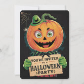 Oude Pompoen Hoofd Halloween Feest Kaart (Voorkant)