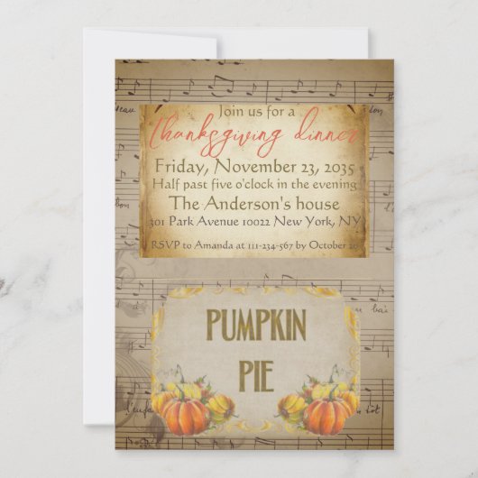  oude pompoen Pie Rustic Thanksgiving Kaart (Voorkant)