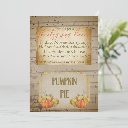 oude pompoen Pie Rustic Thanksgiving Kaart (Staand voorkant)