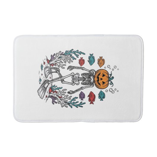 Oude Pompoen Skelet Duiker Halloween Vis Desi Badmat (Voorkant)