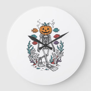 Oude Pompoen Skelet Duiker Halloween Vis Desi Grote Klok