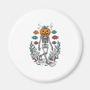 Oude Pompoen Skelet Duiker Halloween Vis Desi Magneet