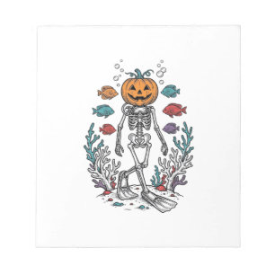 Oude Pompoen Skelet Duiker Halloween Vis Desi Notitieblok