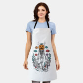 Oude Pompoen Skelet Duiker Halloween Vis Desi Schort (Gedragen)