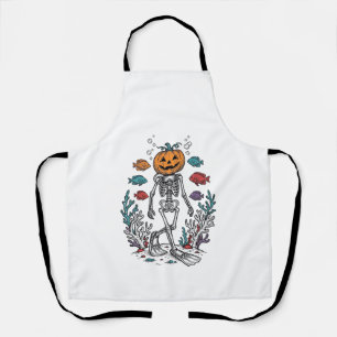 Oude Pompoen Skelet Duiker Halloween Vis Desi Schort