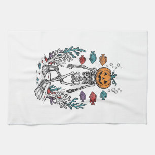 Oude Pompoen Skelet Duiker Halloween Vis Desi Theedoek