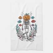 Oude Pompoen Skelet Duiker Halloween Vis Desi Theedoek (Verticaal)