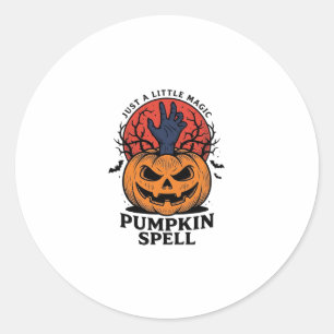 Oude Pompoen Spreuk Halloween Heks Hand Kunst_1 Ronde Sticker
