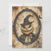 Oude Pompoenhoofd Vogelverschrikker Halloween Fees Kaart (Achterkant)