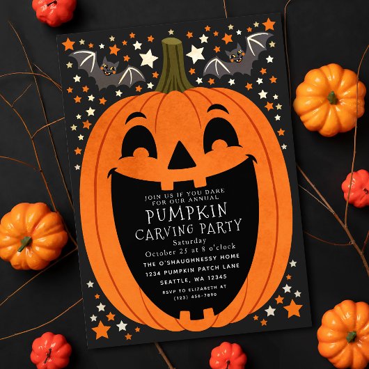 Oude Pompoensnijfeest Halloween Kaart