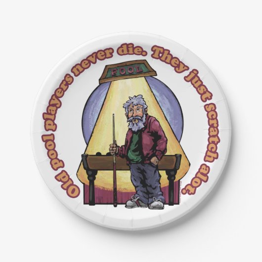 Oude poolspelers papieren bordje (Voorkant)