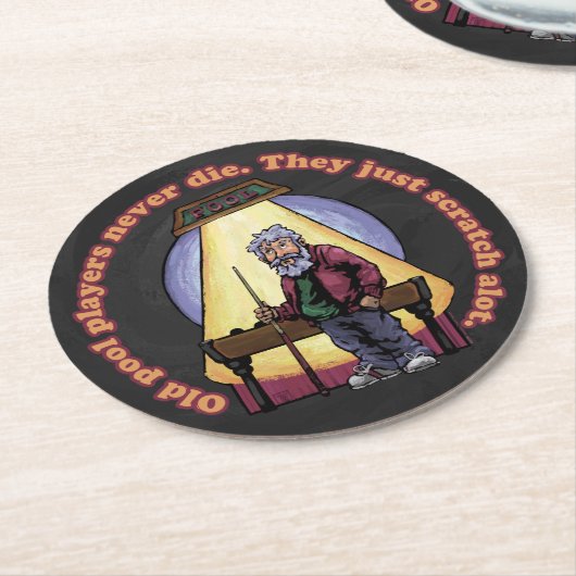 Oude poolspelers ronde kartonnen onderzetter (Gebogen)