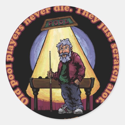 Oude poolspelers ronde sticker (Voorkant)