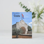 Oude Poort en Vlag in Nin Kroatië Briefkaart (Staand voorkant)