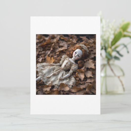 oude pop in het Halloween bos Kaart (Staand voorkant)