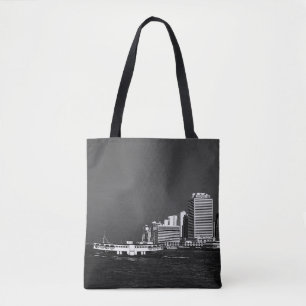 Oude porselein China Hongkong boot wolkenkrabber z Tote Bag