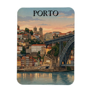 Oude Porto Portugal Stad Illustratie Reizen Magneet